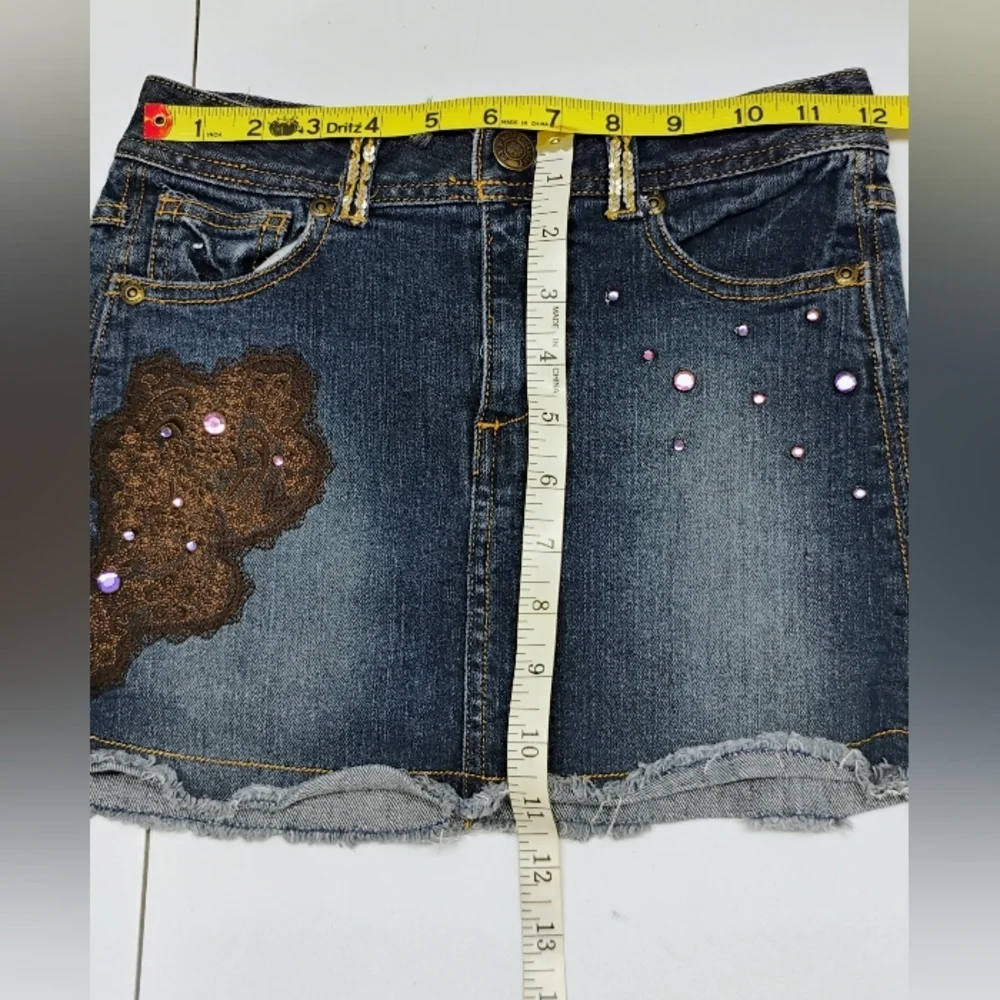 Mary Kate & Ashley Denim Skirt Distressed Girl's Sz 10 Embellishments Sequins